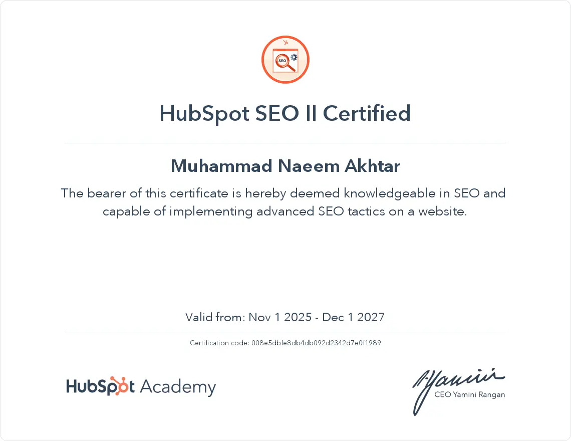 HubSpot SEO Certification