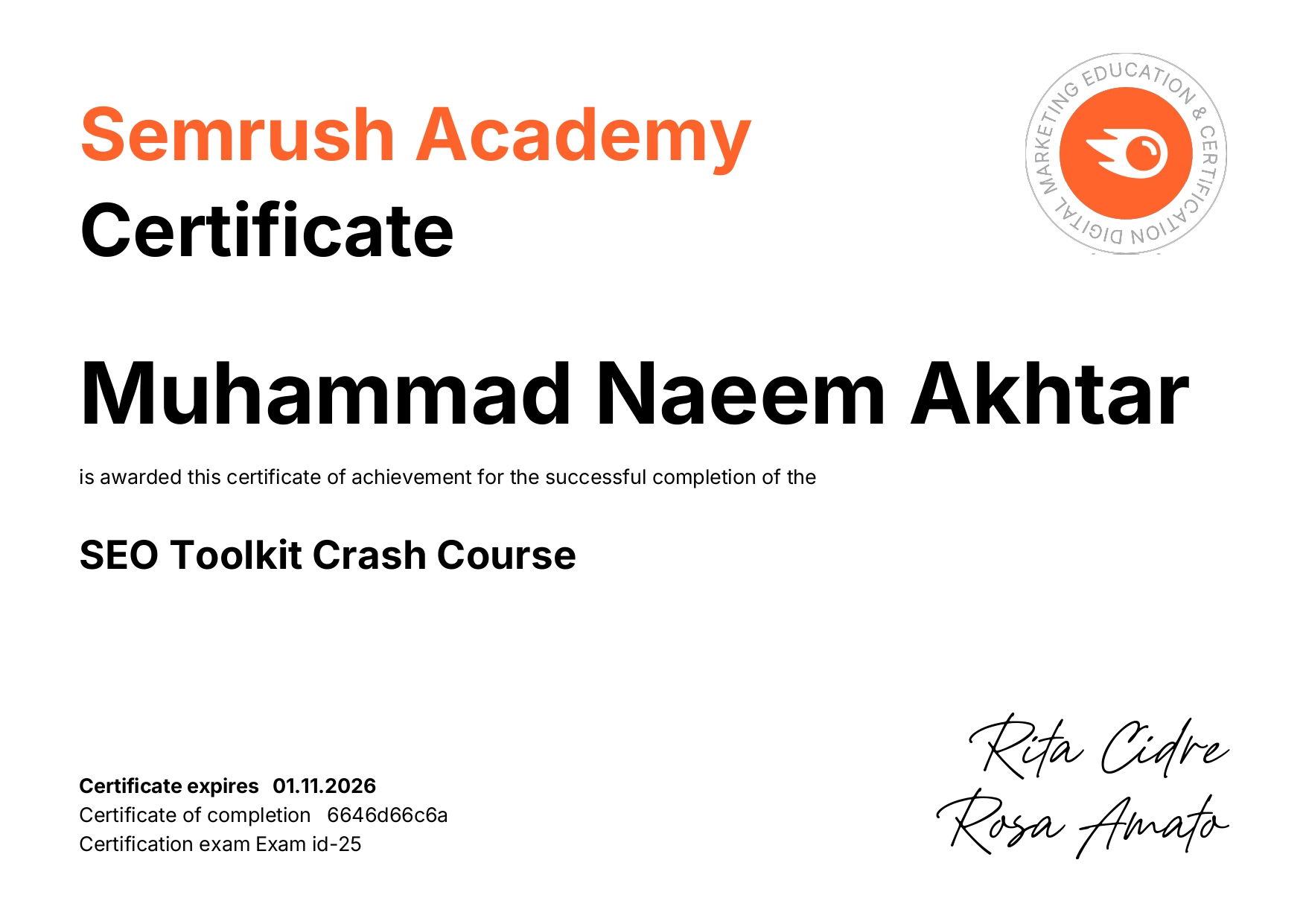 SEMrush SEO Certification